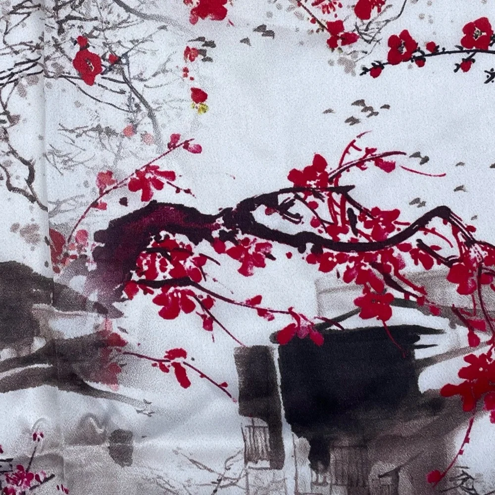 silk scarf Cherry Blossom Art hand painted scarf